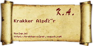 Krakker Alpár névjegykártya